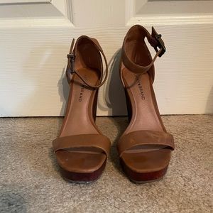 Lucky Brand wood and leather wedges